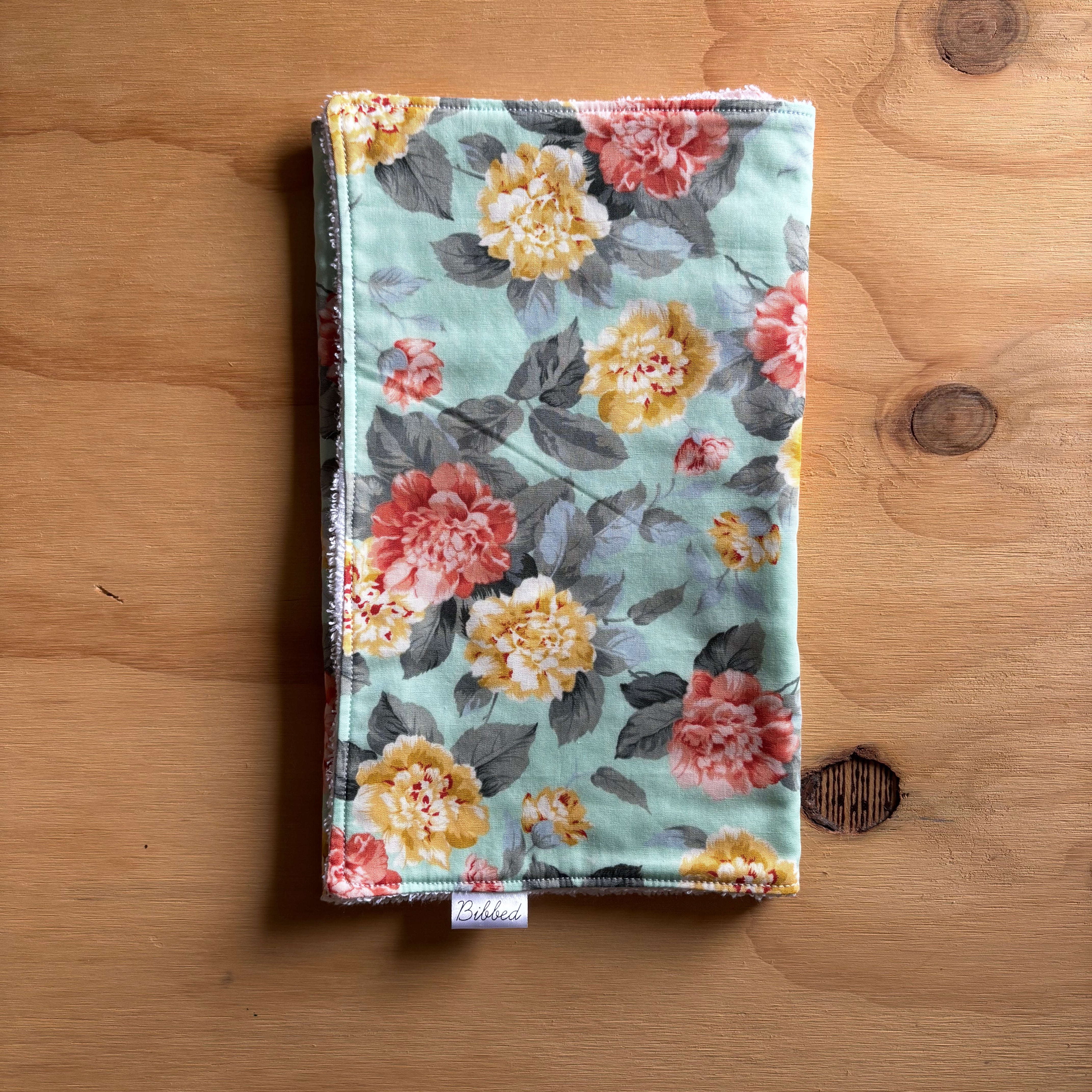 Green Floral Burp Cloth