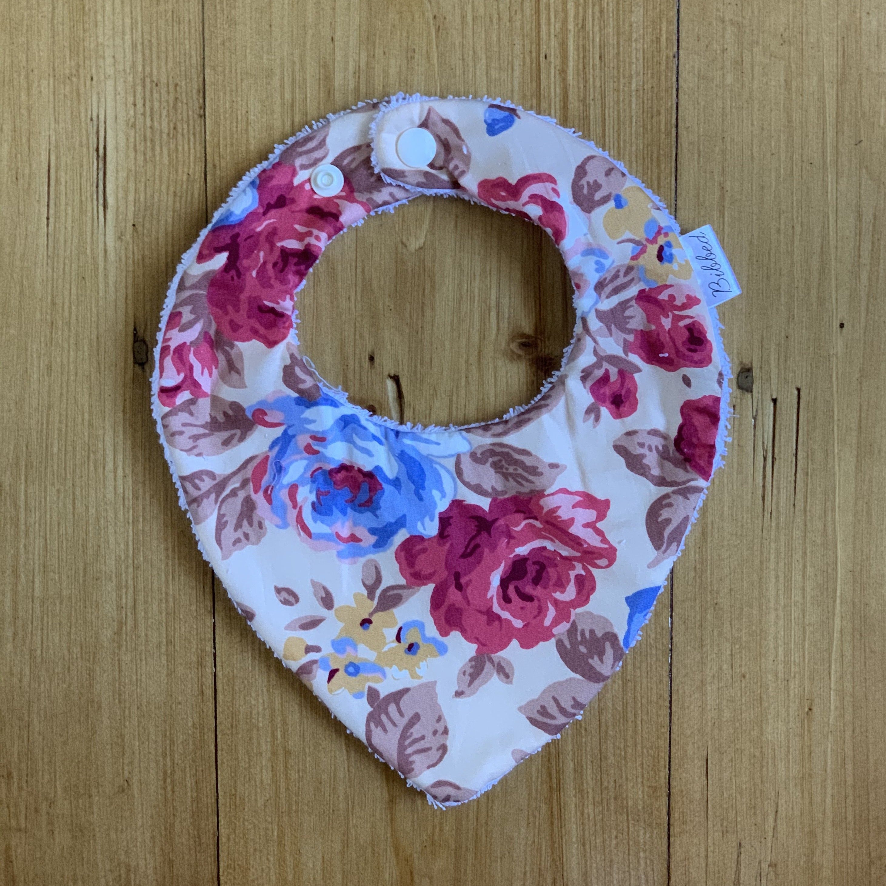 Tan Roses Dribble Bib